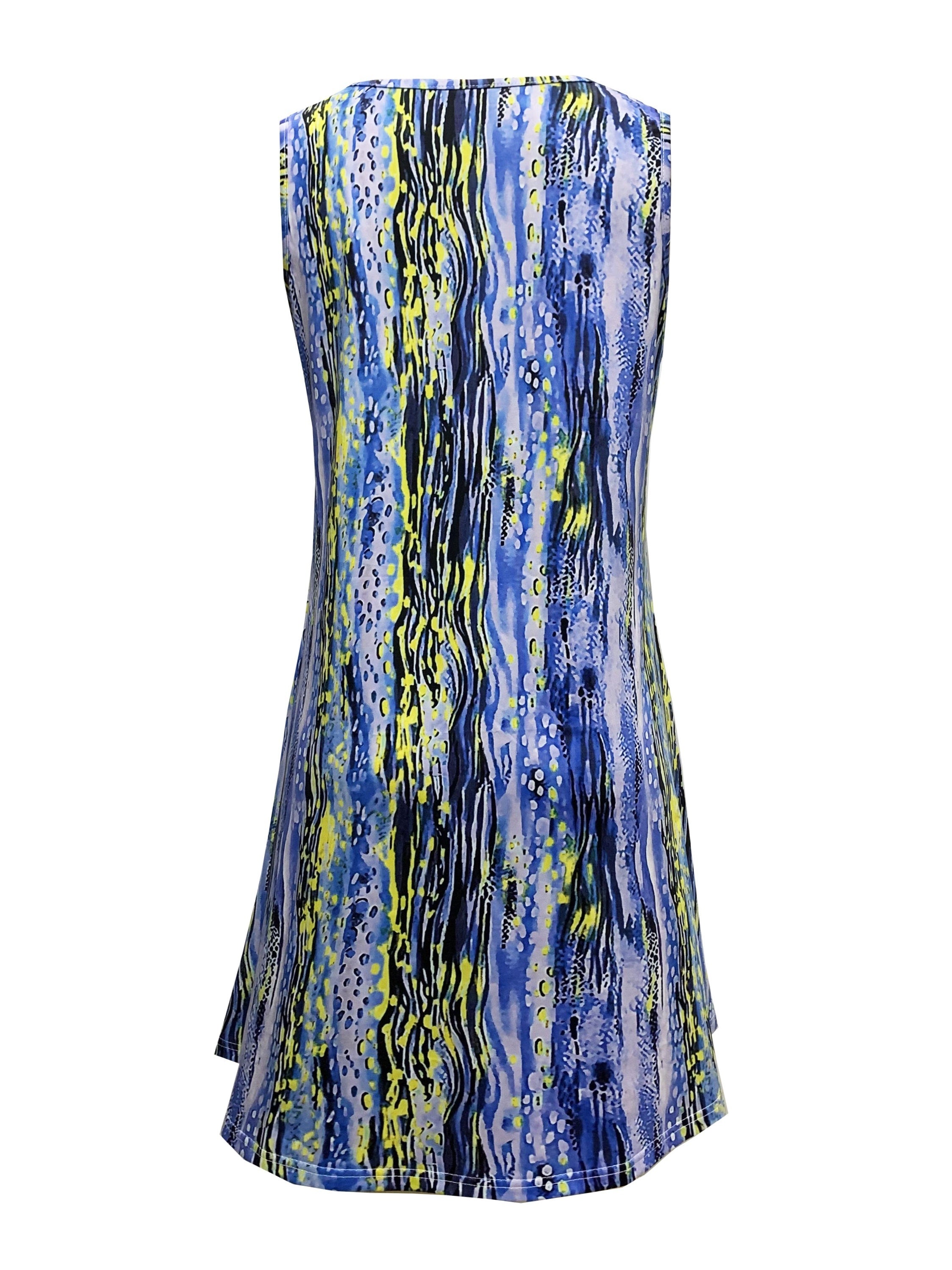  Casual Dress Women's Plus Allover Print Round Neck Medium Stretch Tank