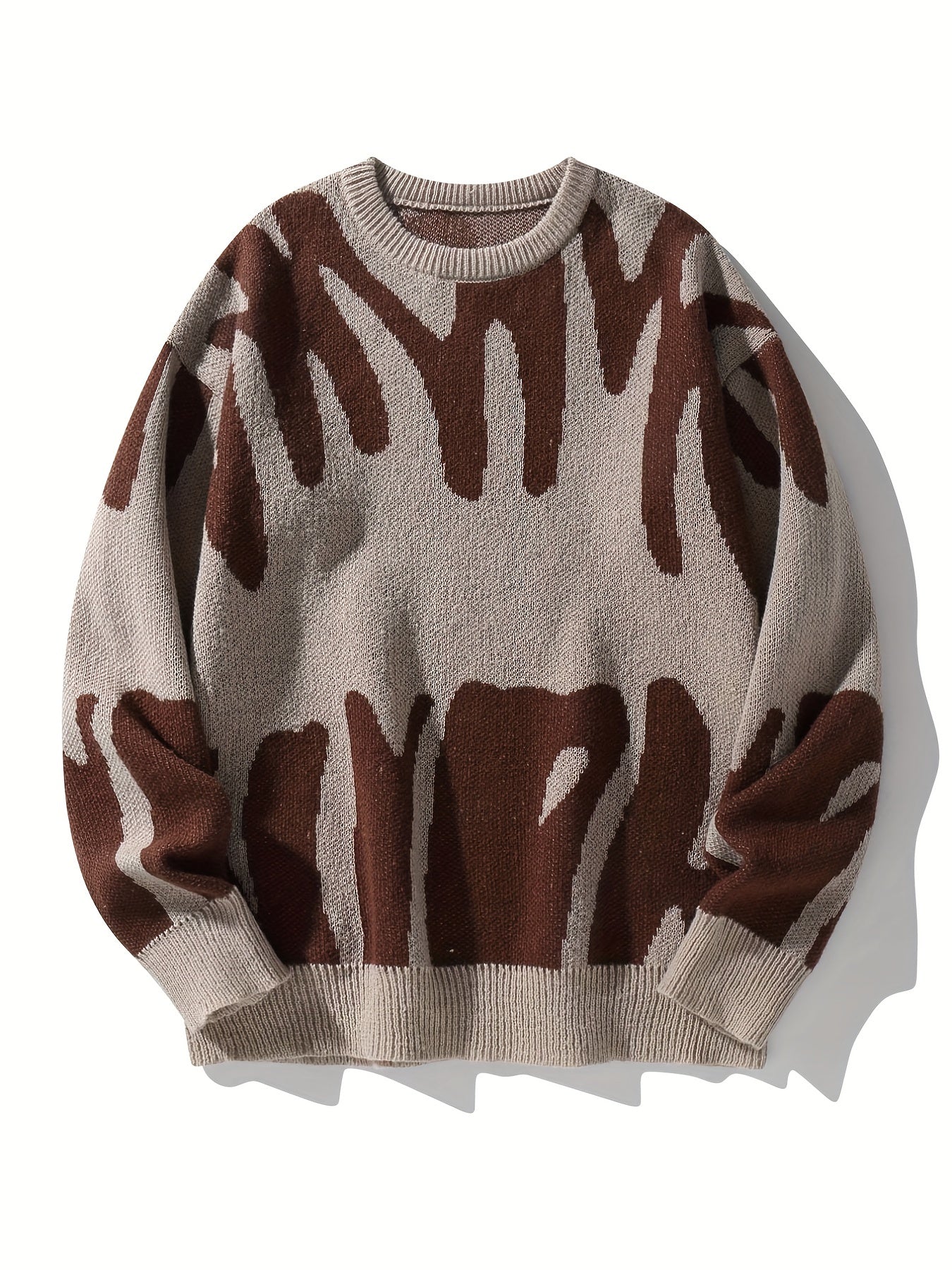 Men's Abstract Graphic Sweater Casual Pullover for Fall and Winter