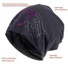 Rhinestone Slouchy Beanie Hip Hop Skull Cap Elastic Bonnet Chemo Hats