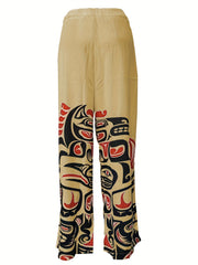 Skull Pattern Wide Leg Pants Men s Street Style Casual Allover Print