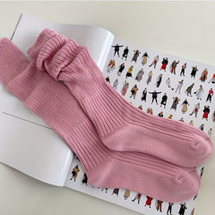 Solid Knitted Calf Socks Knee High Women's Stockings & Hosiery
