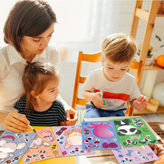 DIY Animal Sticker Set for Kids - Fox, Panda, Ko - Create Your Own Face Stickers