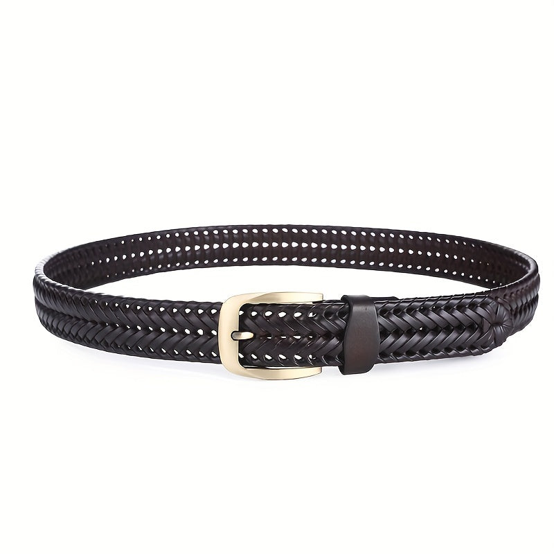 Woven Cowhide Belt Leather Belt Men's And Women's Jeans Sense Belt