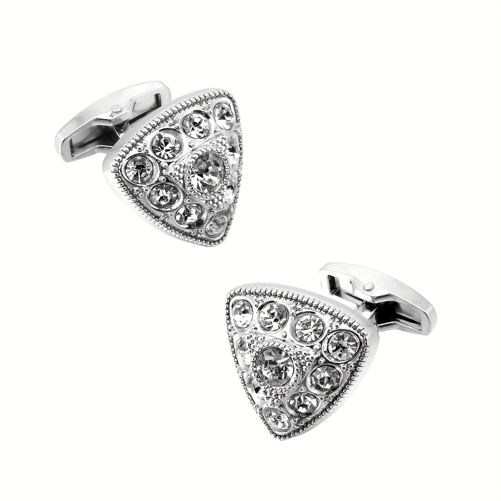 2pcs Triangle Crystal Cufflinks Closure Buckle For Men