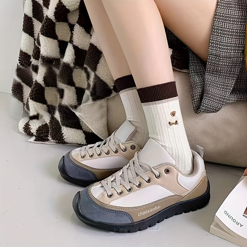 5 Pairs Striped & Bear Print Socks Mid Tube Women's Stockings