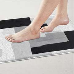 4 Piece Bathroom Set: Shower Curtain, Rugs, Non Slip Mat & Hooks