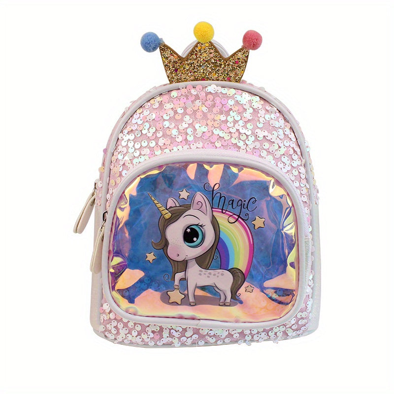 Kids Sequin Unicorn Crown Backpack for School