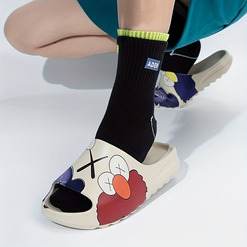 Men's Anime Print Non Slip Platform Slides Soft Sole Cloud Slides