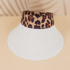 Leopard Block Visor Hat Women UV Protection