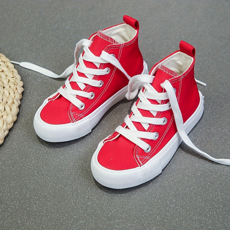 Girls Lace Up High Top Canvas Sneakers