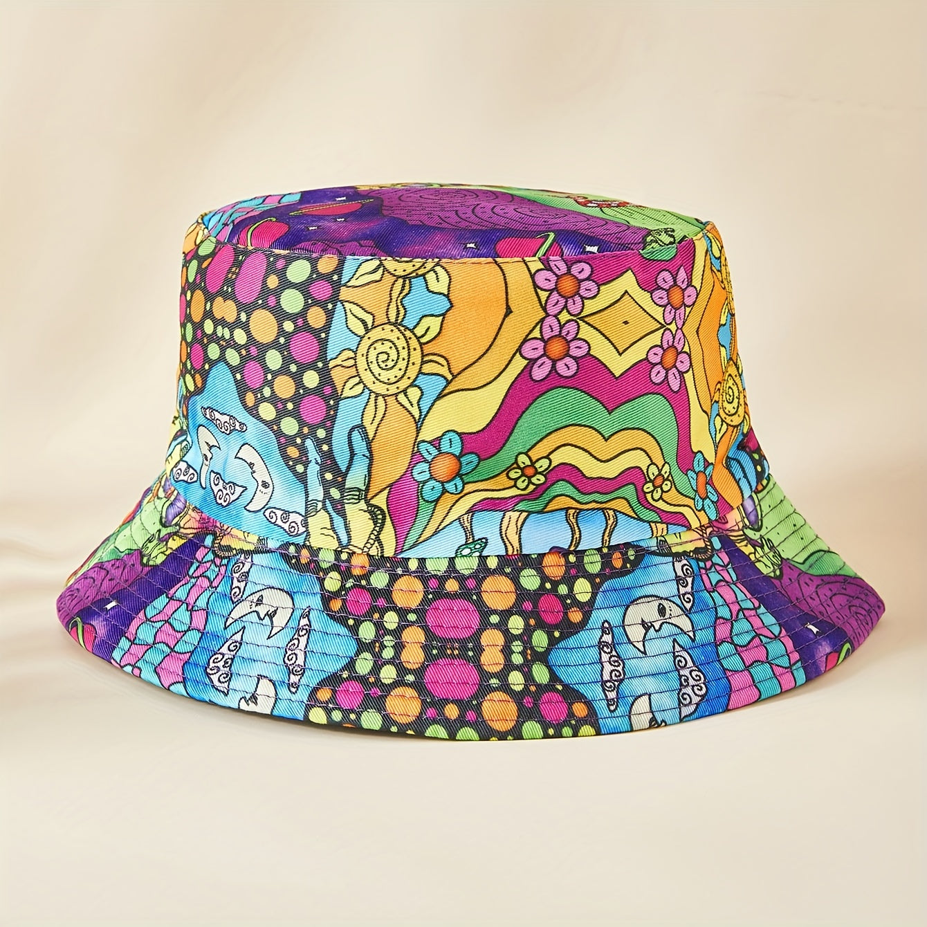 Reversible Cartoon Graffiti Bucket Hat Lightweight