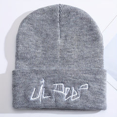 Lil Peep Beanie Hat Letter Embroidery Knitted Hat Hip Hop Cold Hat