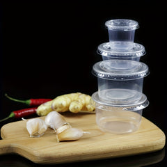50pcs 2oz/4.5oz Clear Disposable Cups with Lids for Sauces, Condiments, Souffle