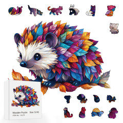 Colorful Hedgehog Wooden Puzzle Irregular Animal Shape Educational Toy