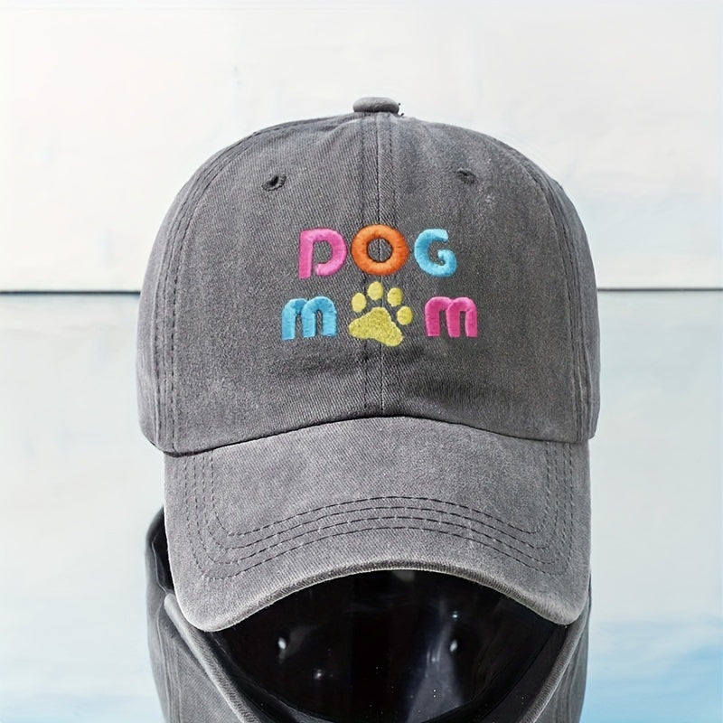 DOG MOM Embroidered Baseball Cap Y2K Washed Distressed Dad Hat
