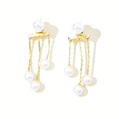 Sexy Style Faux Pearl Decor Stud Earrings Alloy Jewelry