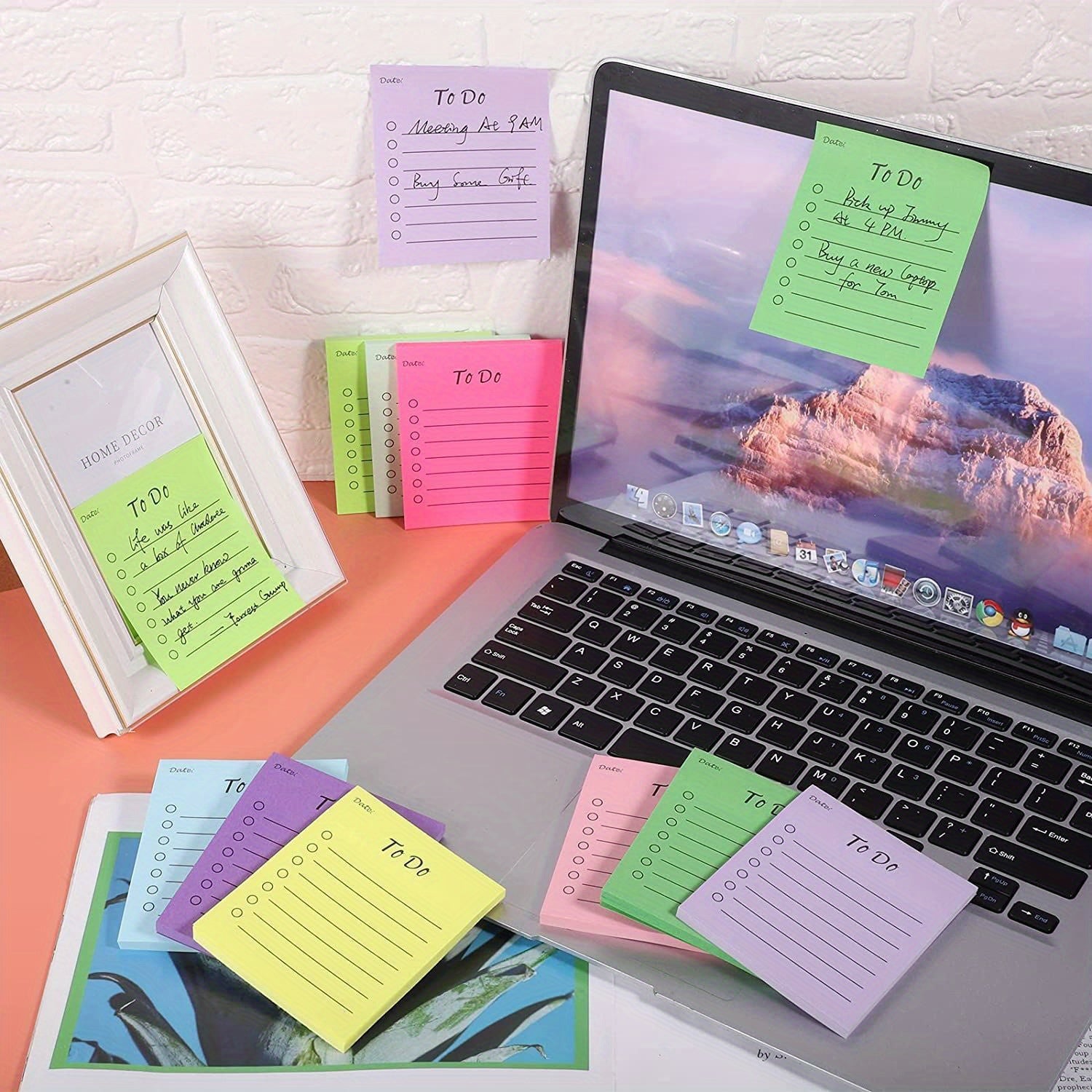 9pcs Multicolor Fluorescent Sticky Notes Adhesive Strong Sticky Notes Creative