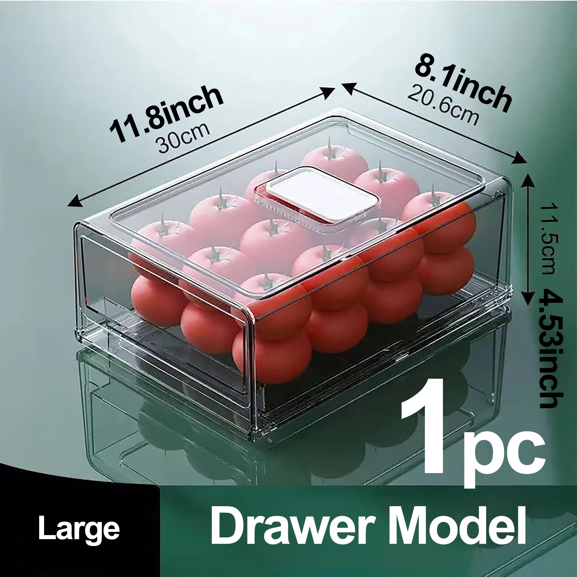 Transparent Drawer Refrigerator Storage Box for Fresh Food, Freezer Safe