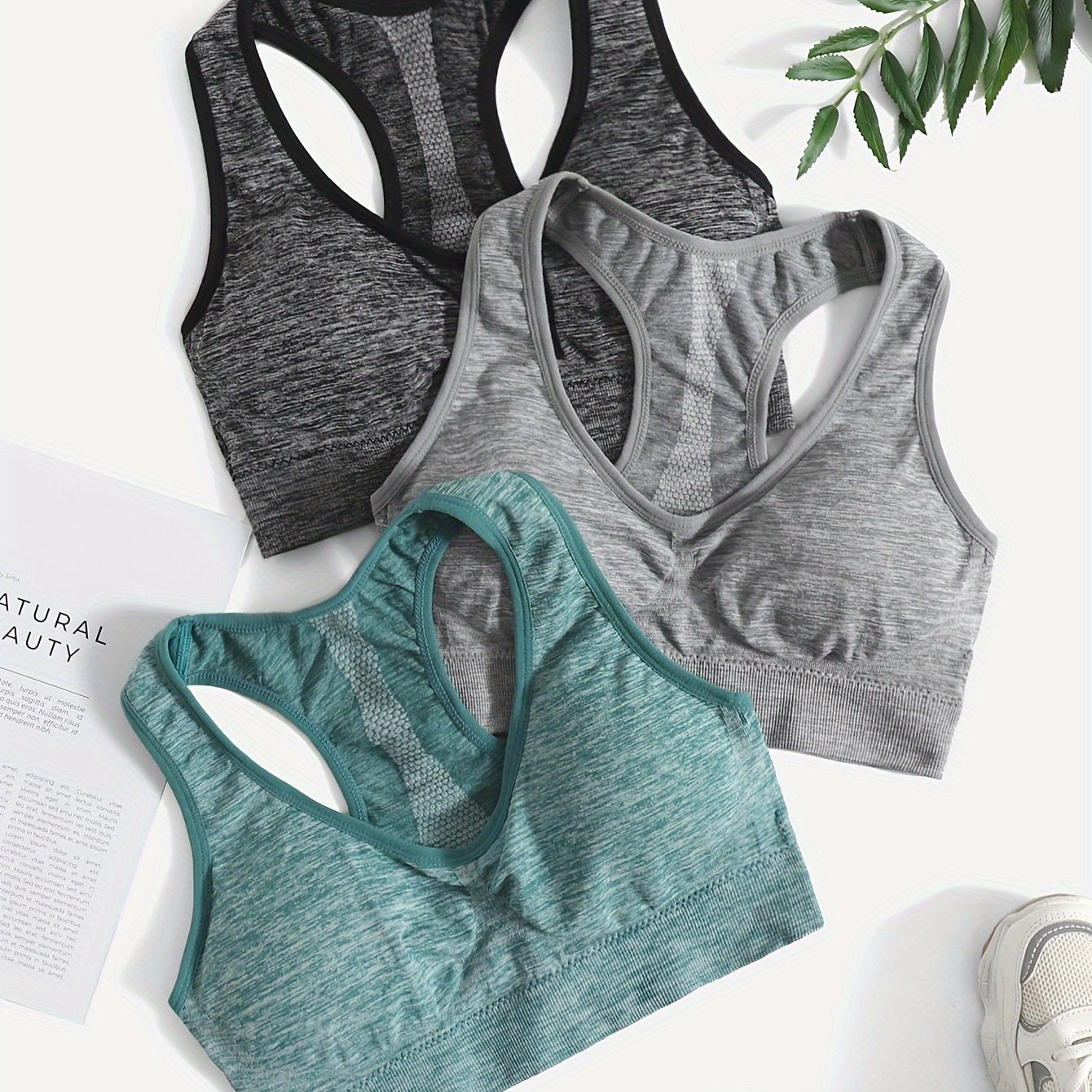 3pcs Racerback Sports Bras for Women