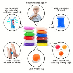 12 Colors Air Dry Magic Clay With 2 Tools for Kids DIY Art Crafts