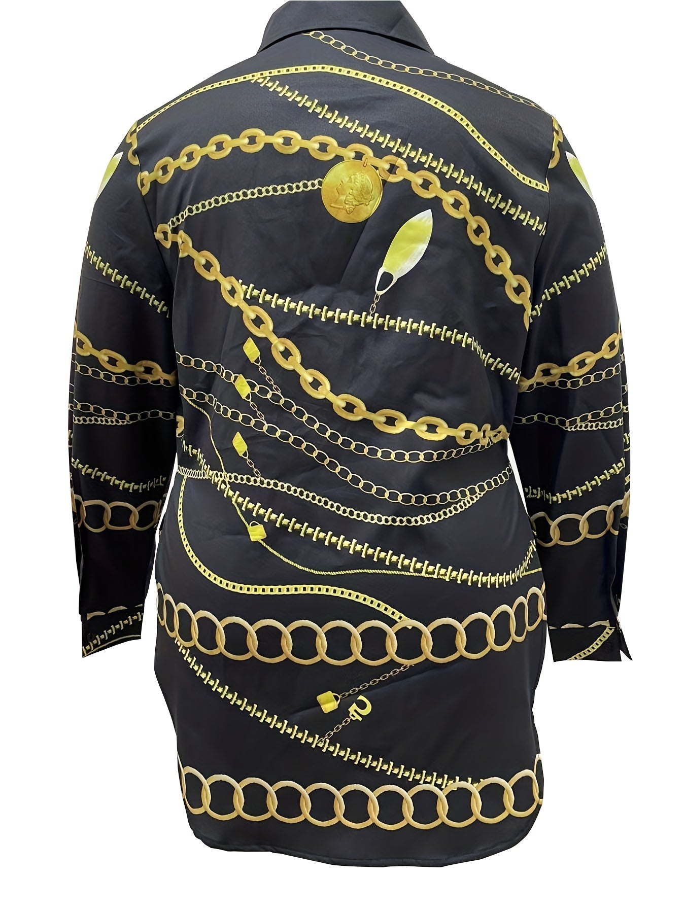  Chain Print Long Sleeve Blouse