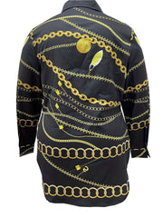  Chain Print Long Sleeve Blouse