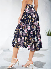 Vintage Flower Print Skirts Pleated A Line Summer Skirts Women's Clothing