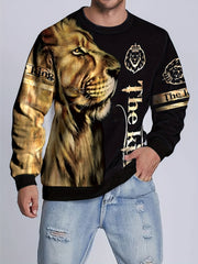Animal Print Sweatshirt Men's Casual Graphic Crew Neck Pullover