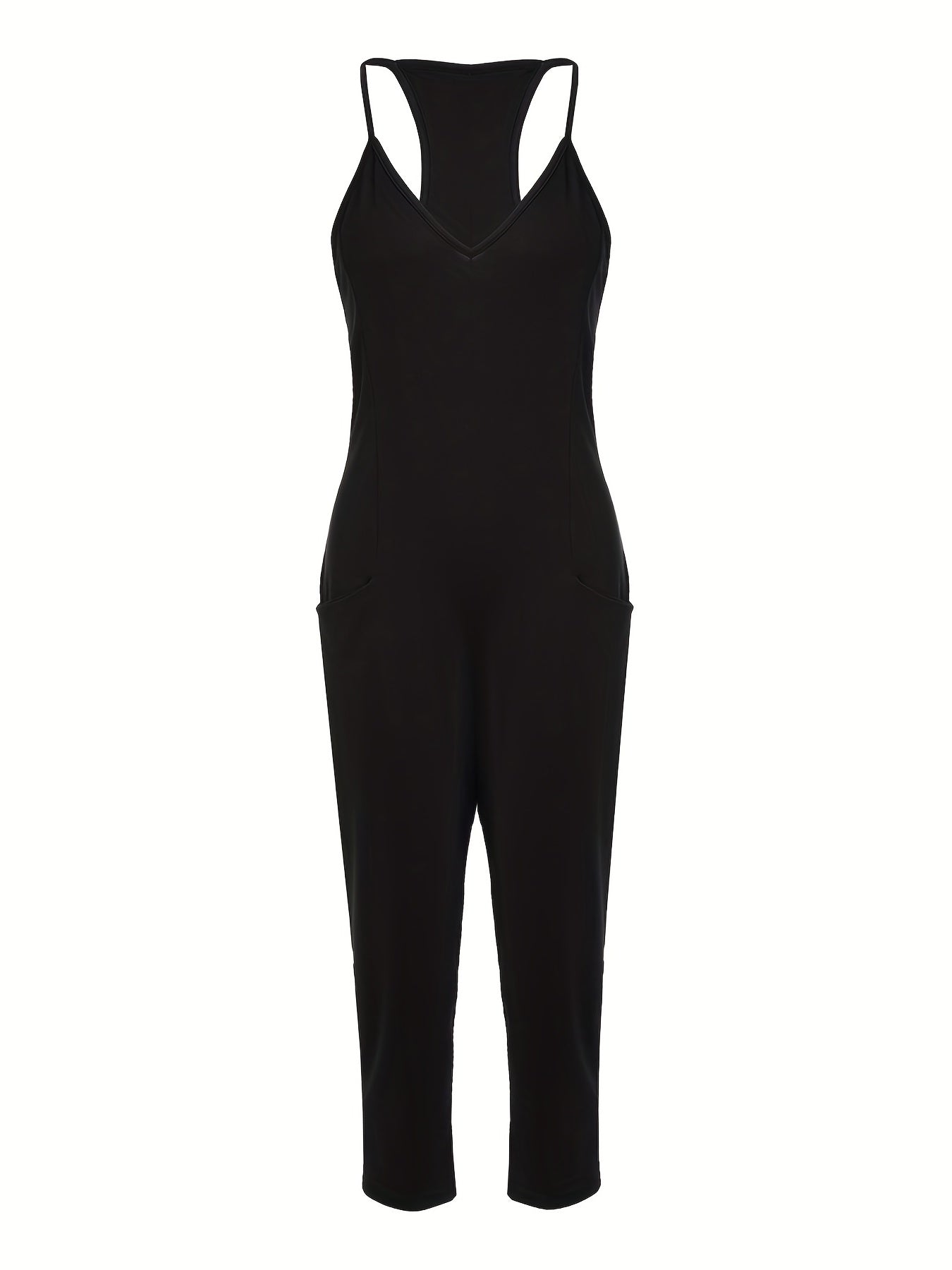 Spaghetti Solid Jumpsuit Casual Sleeveless Versatile Jumpsuit