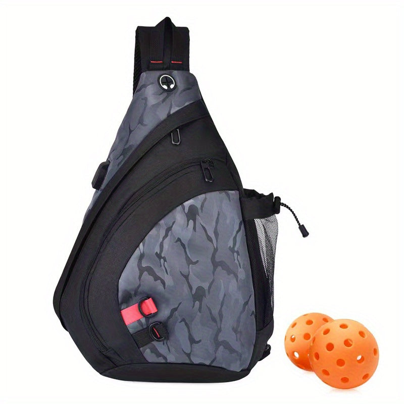 Adjustable Pickleball Sling Bag with Water Bottle Holder