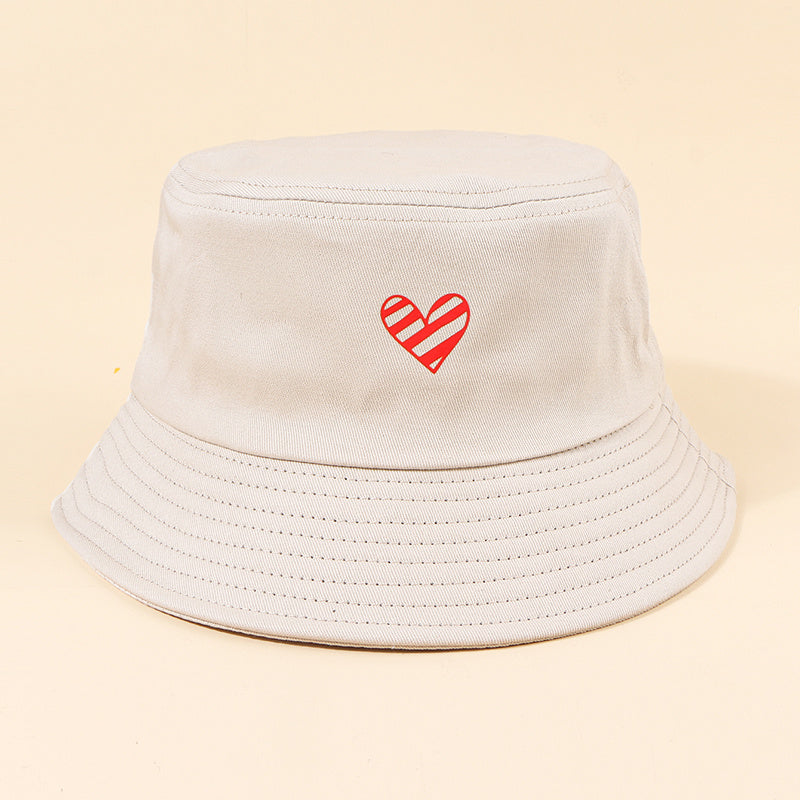 Love Print Bucket Hat Solid Summer Sunscreen Beach Sun Hat