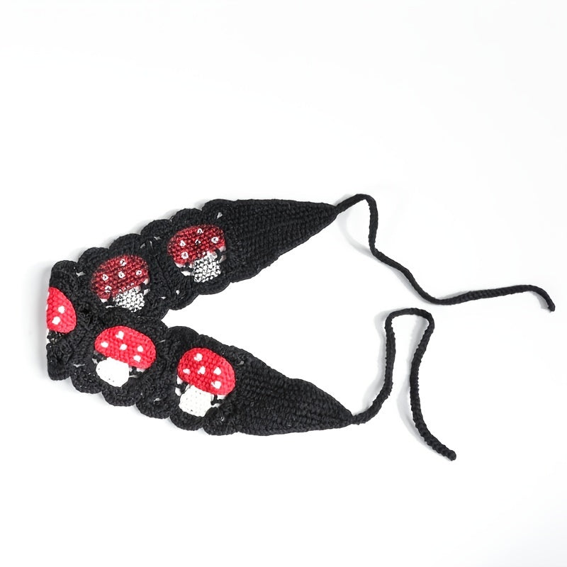 Hippie Mushroom Crochet Hair Bandana Vintage Headband for Women