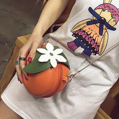 Orange Shape Crossbody Bag Funny Chain Shoulder Small Purses Handbags