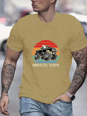 Monster Truck Men's Graphic Crew Neck T-shirt for Summer