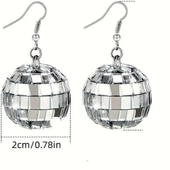 Vintage Disco Ball Dangle Earrings Round Drop Boho Jewelry