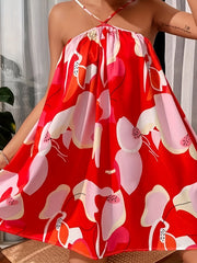 Plus Size Colorblock Floral Mini Cami Dress