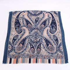 Paisley Print Scarf Vintage Shawl Women Frayed Edge