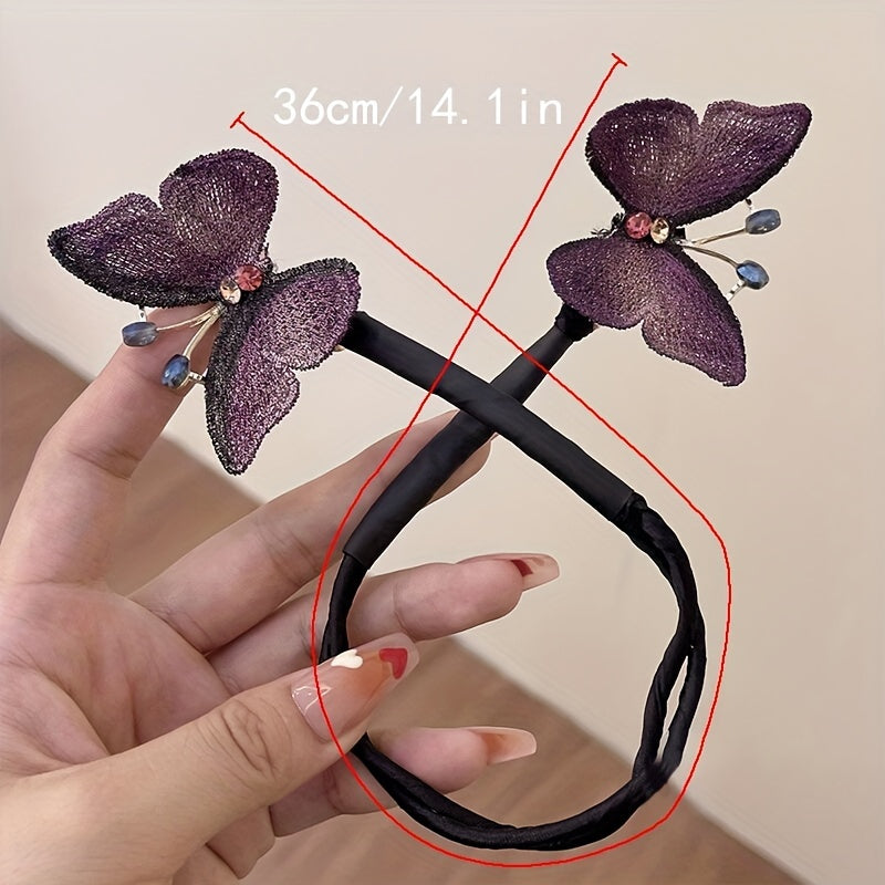 Double Butterfly Hair Tie Magic Twist Hair Band