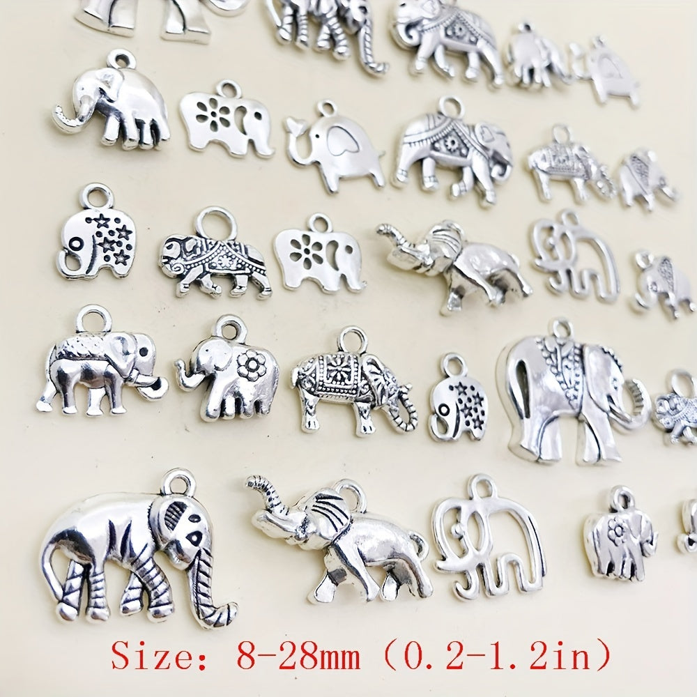 30pcs Antique Silver Elephant Charms Pendants DIY Jewelry Making Findings