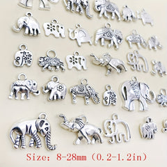 30pcs Antique Silver Elephant Charms Pendants DIY Jewelry Making Findings