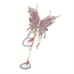 Butterfly Hair Claw Clip Rhinestone Tassel Banana Clip