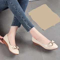 Women's Bowknot Flat Shoes Point Toe Slip On Versatile Dress Shoes