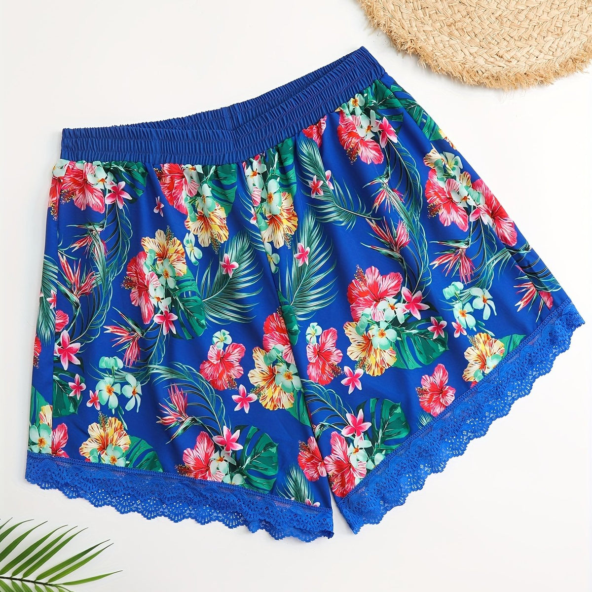  Lace Floral Print Swimwear Shorts Sexy Stretch S