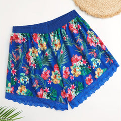  Lace Floral Print Swimwear Shorts Sexy Stretch S