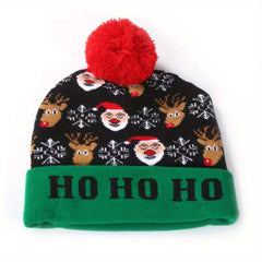 Christmas LED Knit Hat - Festive Holiday Light-up Beanie