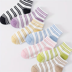 7 Pairs Striped Crew Socks Comfy & Breathable All match Socks Women's Stockings