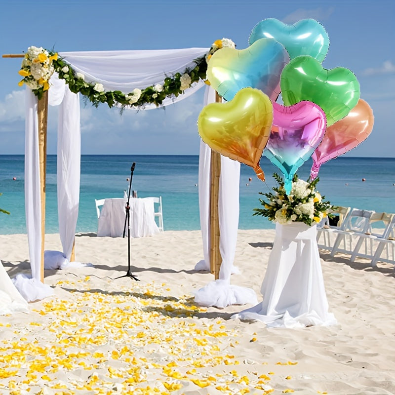 Rainbow Heart Shaped Balloons 45 72 Cm Foil Party Decoration