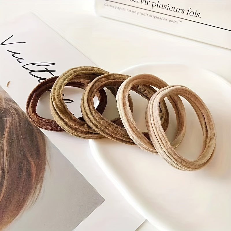 5pcs Wide Elastic Hair Tie Thick Hair Rope Seamless Ponytail Holder