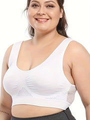 2 Pack Plus Size Sports Bra Set Breathable Wireless Mesh Yoga Bra