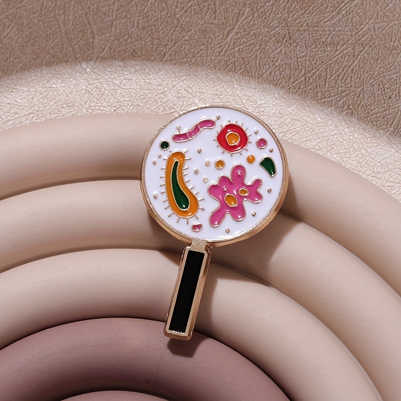 Colorful Bacterial Magnifying Glass Brooch Pin Jewelry